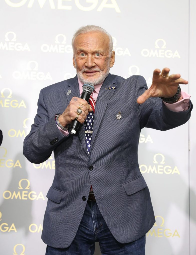 RIO DE JANEIRO, BRAZIL - AUGUST 10: Buzz Aldrin attends the Cocktails In Space night at OMEGA House Rio 2016 on August 10, 2016 in Rio de Janeiro, Brazil. (Photo by Mike Marsland/Mike Marsland/WireImage) *** Local Caption *** Buzz Aldrin