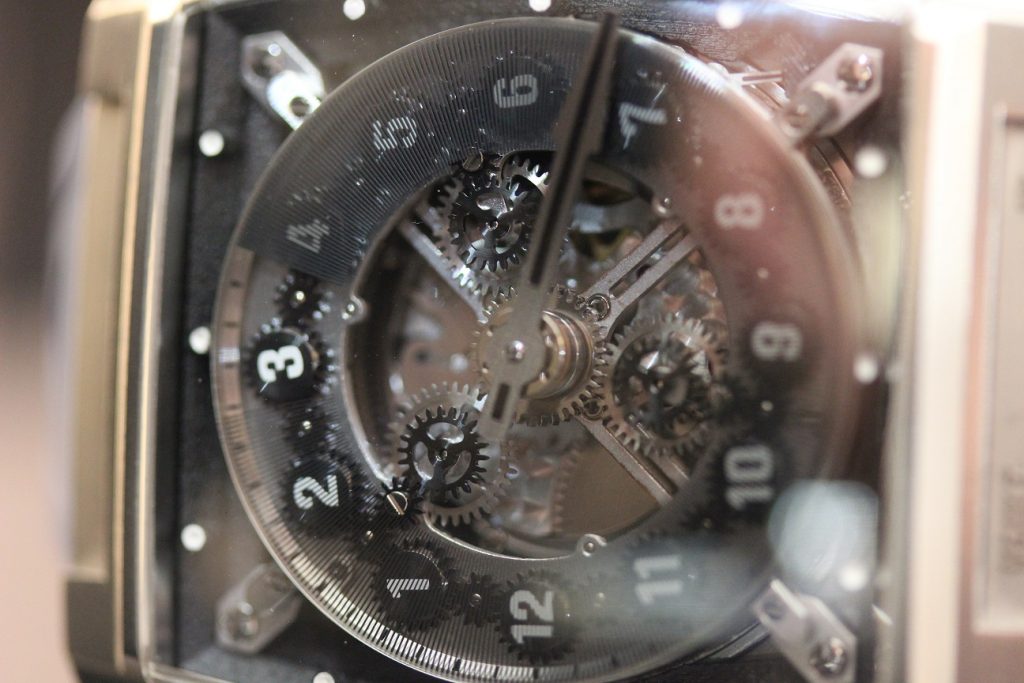 Closeup of the dial side of the Vault Swiss V1